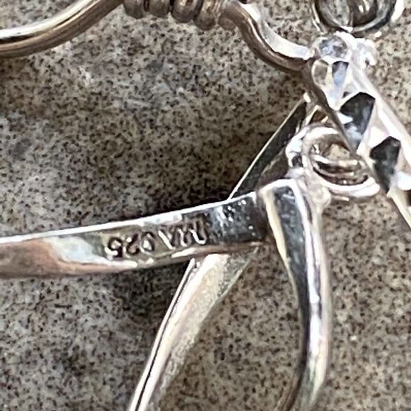 925 MA Thailand Sterling Silver Earrings Dangles Drops Art Deco Textured VTG - Picture 4 of 12